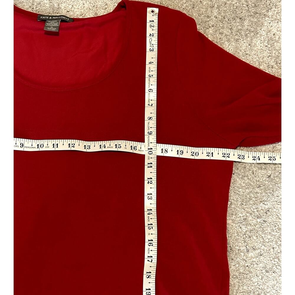 Kate & Mallory Women Size XL Red Scoop Neck Tunic Wrap Sheer Back Detail Top - Picture 3 of 6